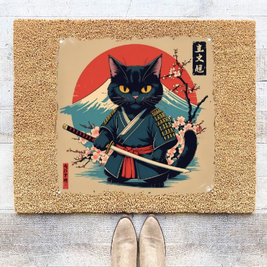 samurai cat Coir Doormats