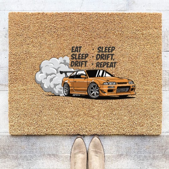Eat Sleep Drift Repeat Coir Doormats – Neon JDM Car Raci