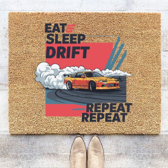 Eat Sleep Drift Repeat Coir Doormats – Neon JDM Car Raci