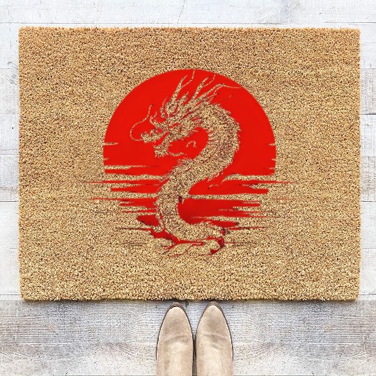 Dragon Rising Under the Blood Moon Coir Doormats