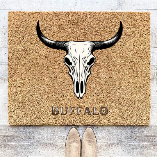 Buffalo Skull Art Coir Doormats