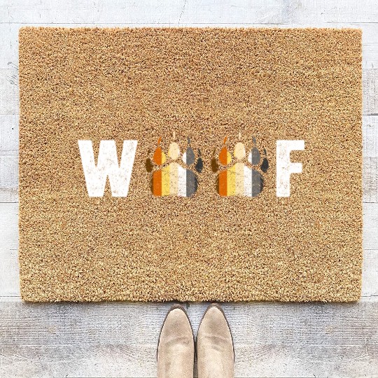 Woof Bear Pride Paw Prints Gay Men LGBT Bear Flag Coir Doormats