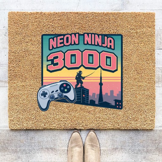 Neon Ninja 3000 - Retro Video Game Coir Doormats