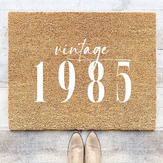 Vintage 1985 Elegant Minimalist Birthday Coir Doormats