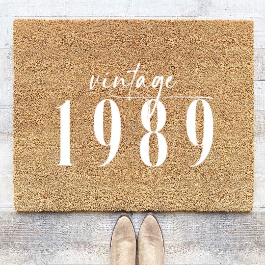 Vintage 1989 Elegant Minimalist Birthday Coir Doormats