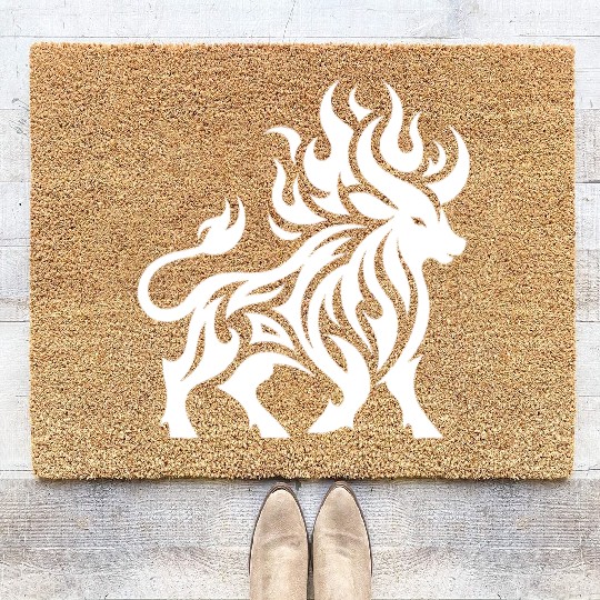 Elegant Wild Burning Bull Tattoo Style Coir Doormats