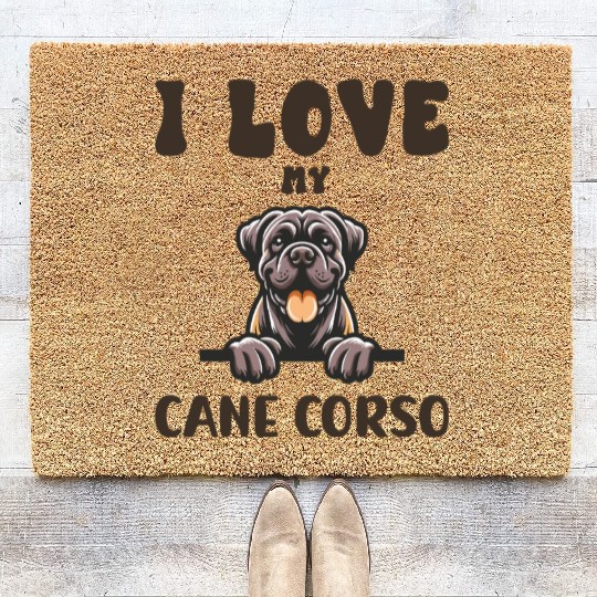 I Love My Cane Corso Coir Doormats