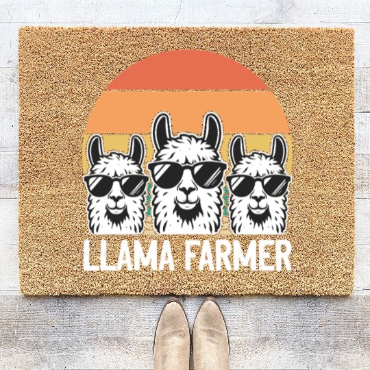 Llama Farmer - Funny Llama Alpaca Farmer Coir Doormats