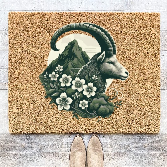 Capricorn Zodiac Sign - Mountain Goat Astrology Coir Doormats