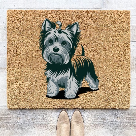 Adorable Yorkshire Terrier Art for Dog Lovers Coir Doormats