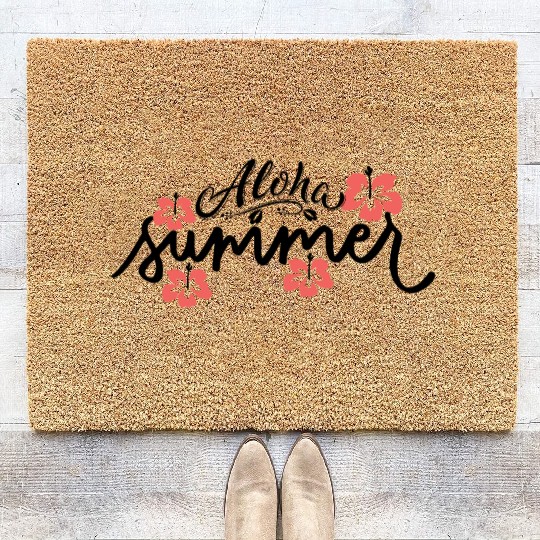 Aloha Hibiscus Flower Summer Coir Doormats