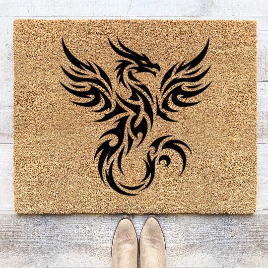 Flying Wild T Tattoo Dragon With Wings Coir Doormats