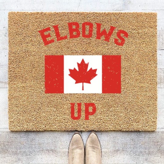 Elbows Up Canada Vintage Anti Trump Tarriff Slogan Coir Doormats