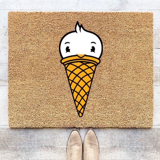 Bird Ice Cream Waffle Scoops Summer Yummy eating Coir Doormats