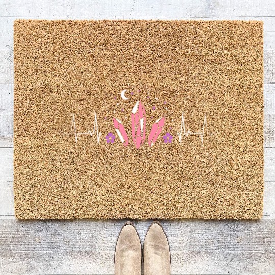 Lesbian Heartbeat Crystals Moon Stars Pride Coir Doormats