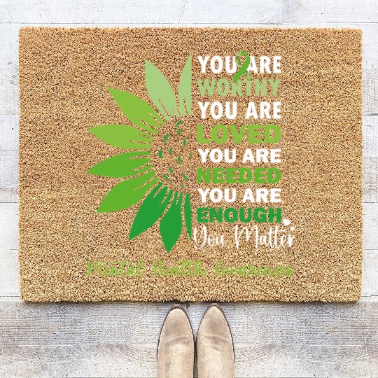 SunFlower Support Warrior Mental Health Awareness Coir Doormats