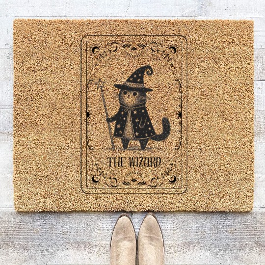 The Wizard Cat Tarot Card Coir Doormats