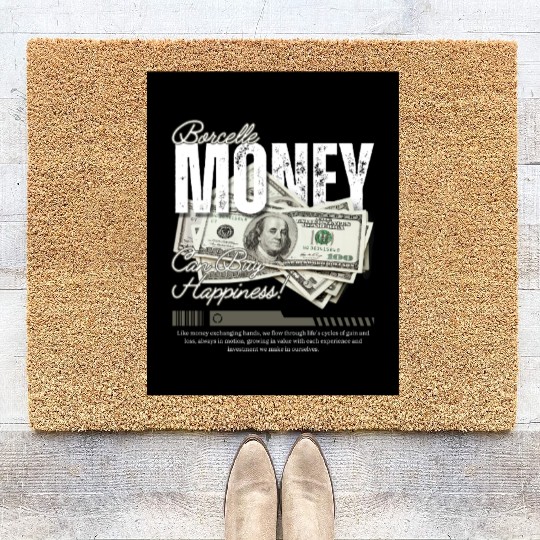 White and Grey Vintage Money Streetwear Coir Doormats