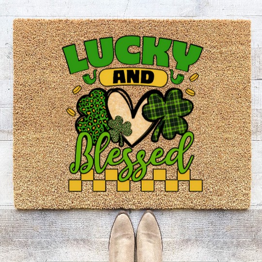 Lucky And Blessed Day Lucky Heart Coir Doormats