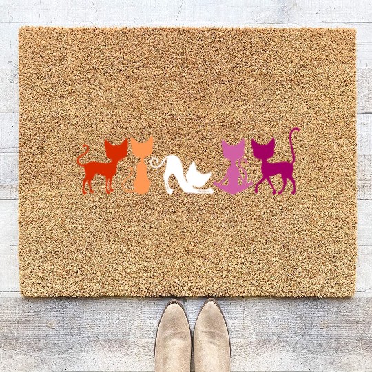 Elegant Cats in Lesbian Colors Yoga & Stretching Coir Doormats