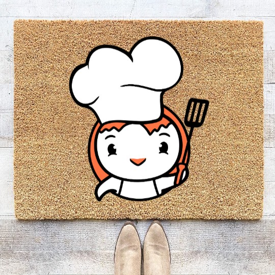 Bird Chef Cap Duck Delicious Hungry Eat Sweet Cute Coir Doormats