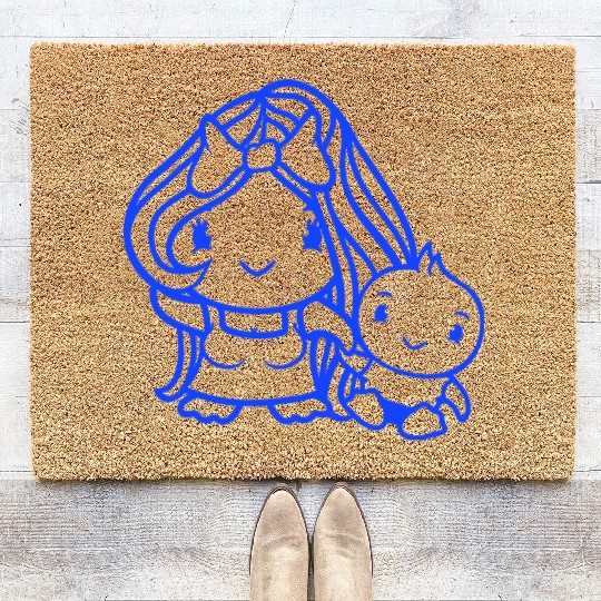 Duck Mom Child Lady Woman Female Pretty Bow Mother Coir Doormats
