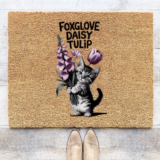 Subtle Floral Anti Trump Flowers Foxglove Daisy Coir Doormats