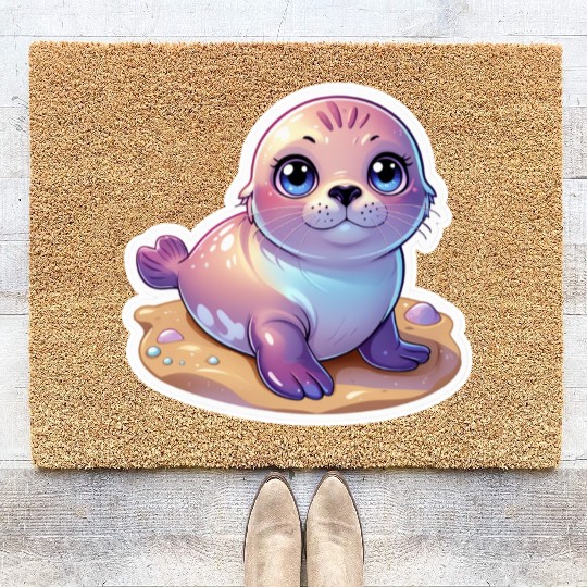 Adorable Seal Sticker Coir Doormats