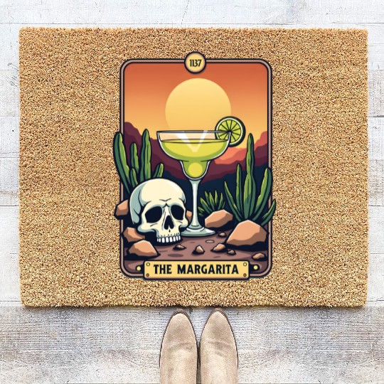 Mexican Cinco De Mayo The Margarita Tarot Card Coir Doormats