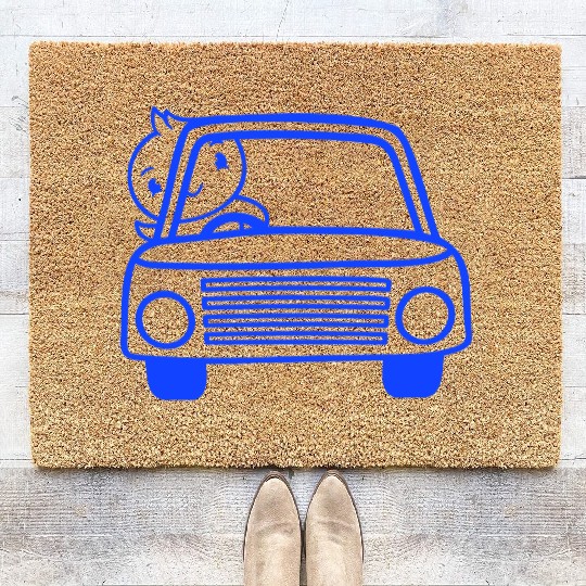 Duck Car Driver Fast Vehicle Greeting Waving Cute Coir Doormats