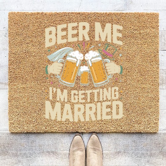 Beer Bachelorette party Funny Bride and Groom Coir Doormats