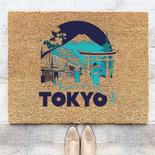Tokyo Skyline with Mount Fuji Coir Doormats