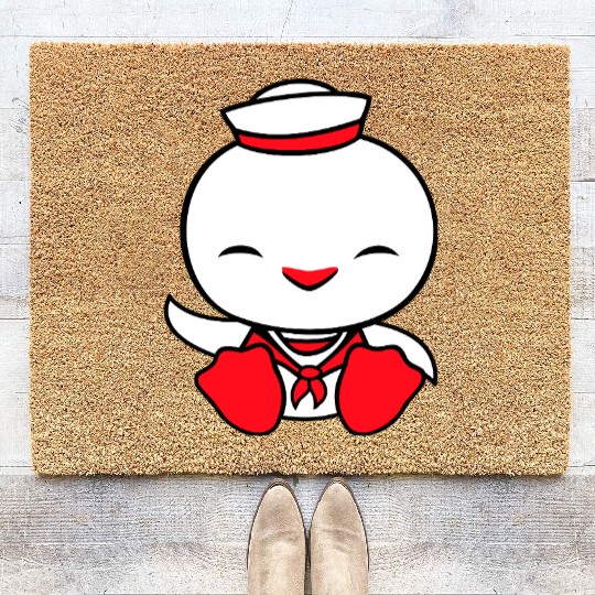 Duck sailor sailor hat waving happily fisherman Coir Doormats