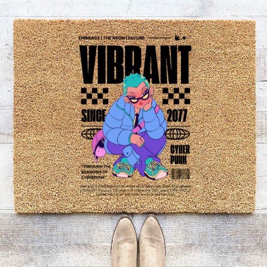 Electric Night: Cyberpunk Coir Doormats
