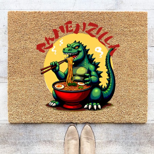 RamenZilla Ramen Noodle Loving Kaiju Monster Coir Doormats
