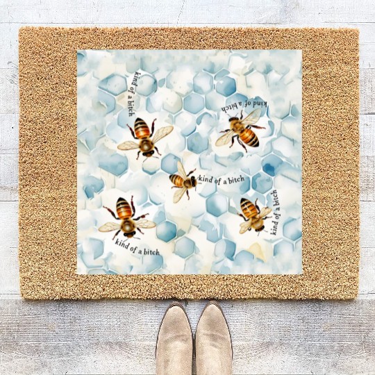 Bumble bee be kind of a bitch funny bug insect Coir Doormats