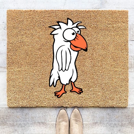 Parrot bird looks funny stupid scared confused fun Coir Doormats