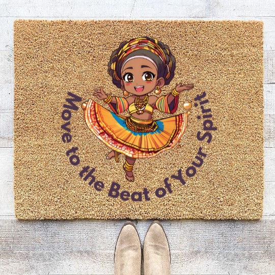 Chibi Afro Dancer – Spirit in Motion Coir Doormats