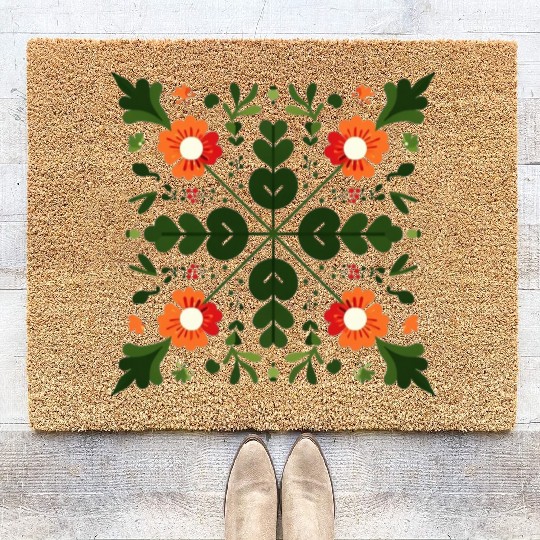 Folk Floral Mandala Coir Doormats