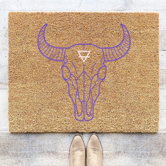 Earth Symbol Bull Skull | Mystic Minimal Art Coir Doormats