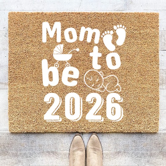 Mom To Be 2026 Baby Arrival Announcement Coir Doormats