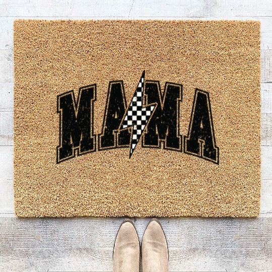 Mama Checkered Bolt Mothers Day Coir Doormats