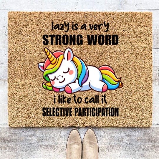Sleepy Rainbow Unicorn Coir Doormats