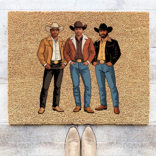 Cowboy Black African American Rodeo Coir Doormats