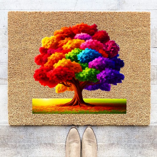 Rainbow colours Spectrum Tree Coir Doormats