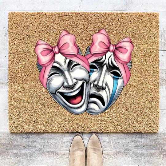 Coquette Bow Theatre Mask Drama Comedy Artist Girl Coir Doormats