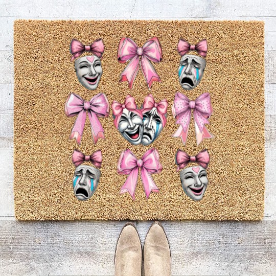 Coquette Bow Theatre Mask Drama Comedy Artist Girl Coir Doormats