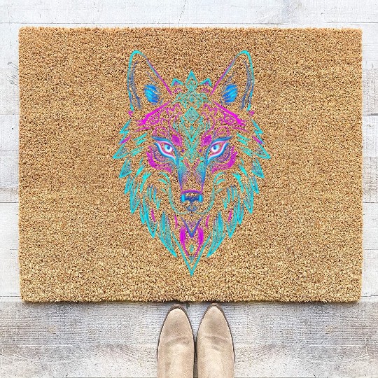 wolf face Coir Doormats
