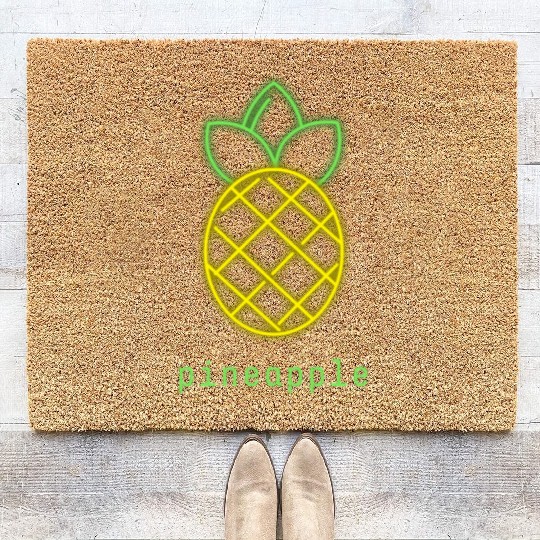 Tropical Neon Pineapple Fruit Summer Design Coir Doormats