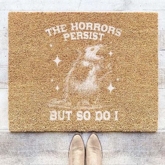The Horrors Persist But So Do I Funny Opossum Meme Coir Doormats